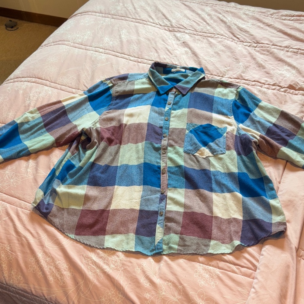 Maurices Multicolor Plaid Button Down Shirt Plus Size 2X Women’s